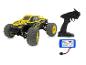 Voiture tout-terrain Extron jaune télécommandée avec télécommande et batterie.