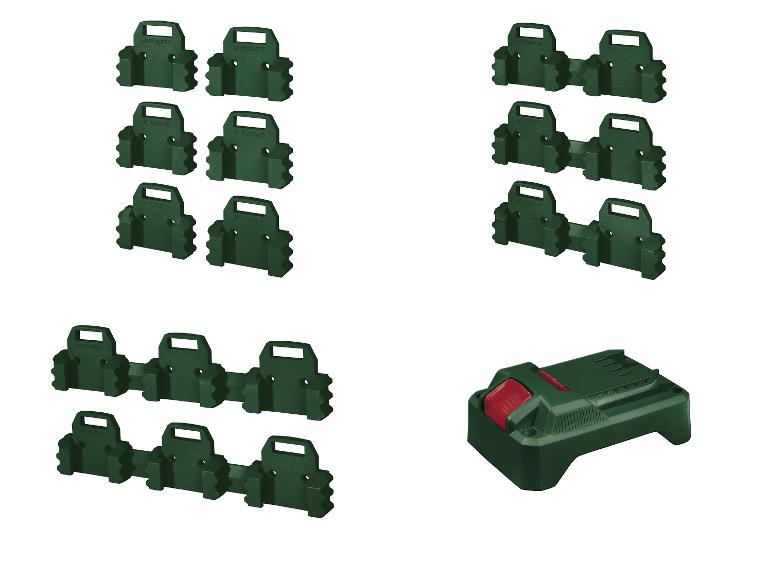 Supports de batterie verts et une batterie