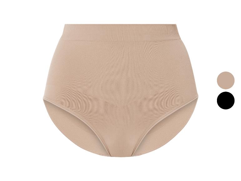 Culottes gainantes beige et noires, aspect côtelé.