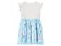 Robe blanche et bleue pour fille avec manches à volants et imprimé de personnages sur la jupe