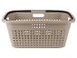Panier à linge beige avec bord et poignées noires