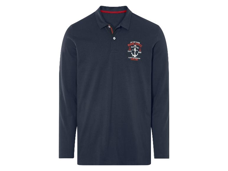 Un polo à manches longues bleu marine avec un logo d'ancre.