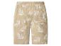 Shorts en lin beige avec imprimé feuilles de palmier blanches et taille élastiquée