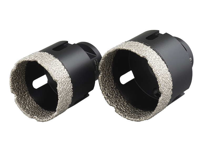 Deux forets diamantés pour percer des trous dans des matériaux durs.