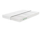 Un matelas blanc avec une couche supérieure nervurée et un noyau visible.