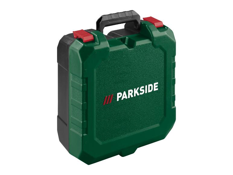 Mallette de transport verte pour outils avec poignée noire et fermoirs rouges
