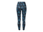 Leggings noires avec un motif bleu abstrait et le logo 'Jette Sport'.