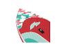 Planche de paddle gonflable avec design floral rouge et turquoise.
