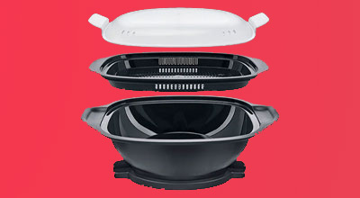 Ensemble de cuisson vapeur avec couvercle.