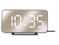 Réveil numérique avec affichage miroir indiquant 10:35