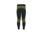 Legging de sport noir avec empiècements rayés et en maille jaune-vert.