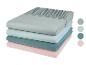 Ensemble de draps en gris, bleu clair, bleu foncé et rose
