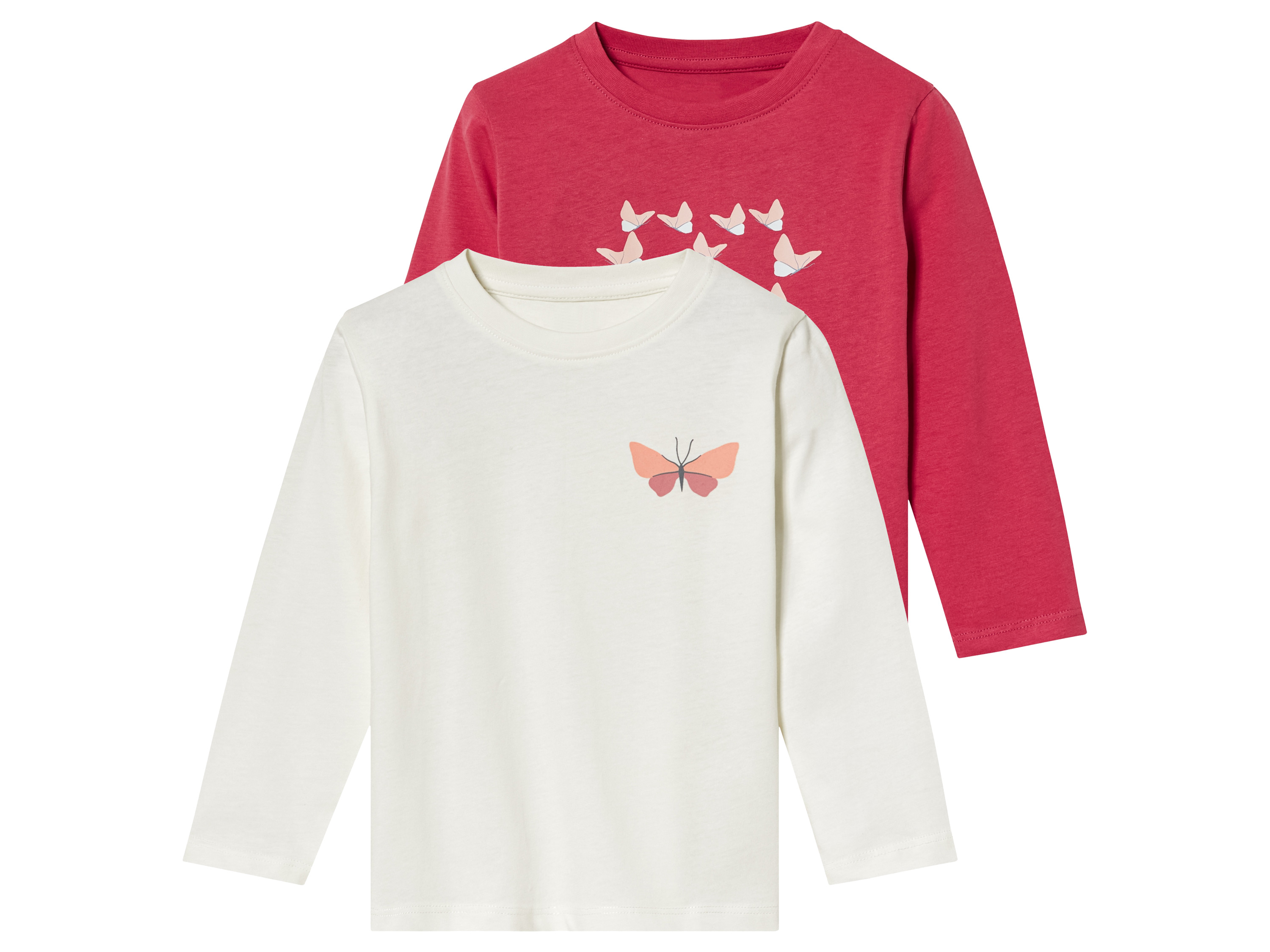 lupilu® T-shirts à manches longues petite fille (beige/rouge, 12-24 mois)