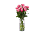 Bouquet de roses roses dans un vase en verre avec de l'eau.