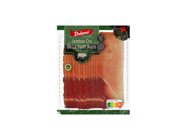 Emballage de jambon cru fumé de la Forêt Noire avec Nutri-Score C.