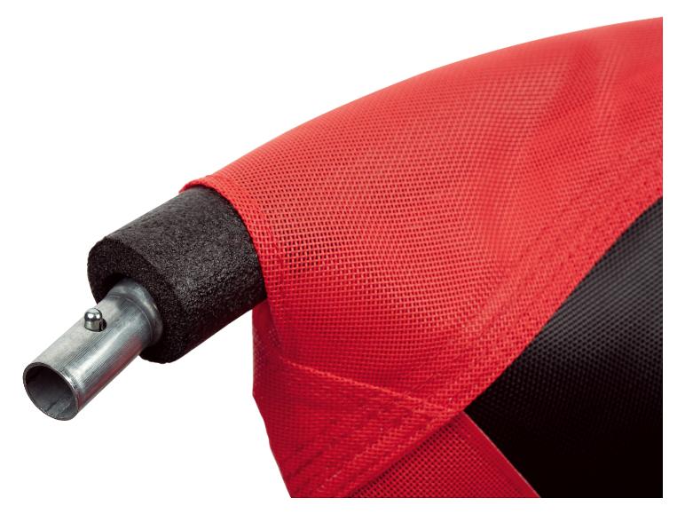 Rembourrage de sécurité rouge et noir pour trampoline avec connecteur de poteau métallique