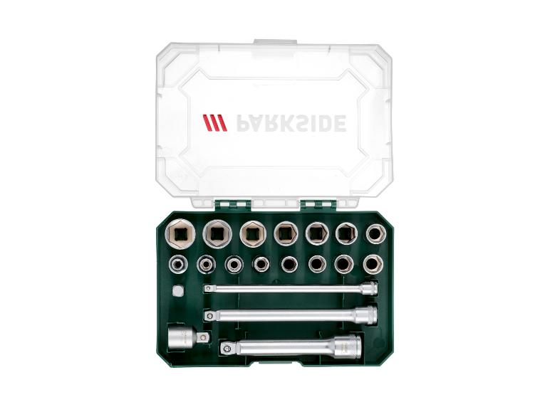 Jeu de douilles Parkside dans un coffret en plastique vert