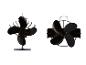 Deux ventilateurs de poêle noirs thermiques avec différentes conceptions de pales et de bases.