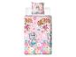 Parure de lit enfant rose avec motif chiens et fleurs