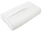 Oreiller ergonomique blanc avec fermeture éclair et surface matelassée.
