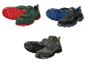 Trois paires de chaussures de travail Parkside avec des semelles de différentes couleurs.