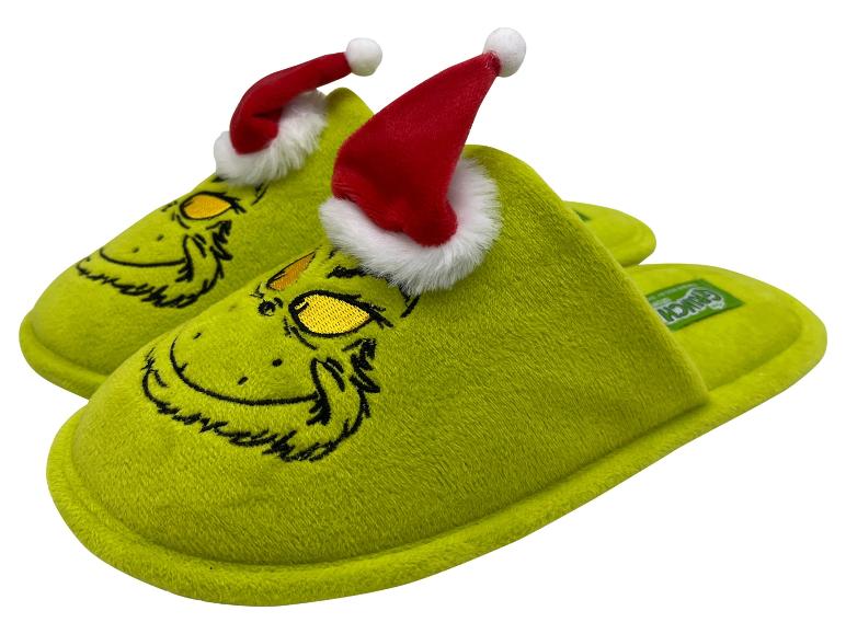 Pantoufles Grinch avec bonnets de Père Noël