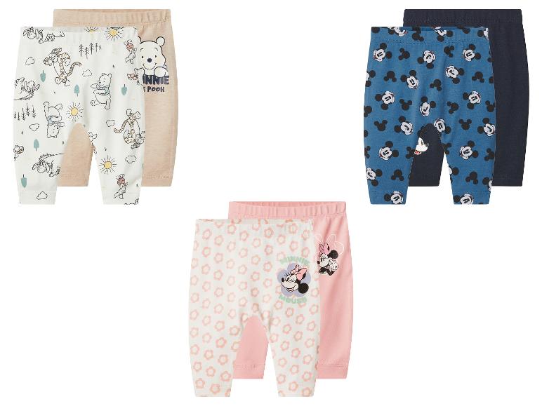Trois ensembles de leggings pour bébé : motifs Winnie l'Ourson, Mickey Mouse et Minnie Mouse.