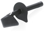 Une spatule en silicone noire avec un manche.