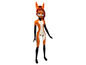 Une poupée Rena Rouge de Miraculous : Les Aventures de Ladybug et Chat Noir en costume orange et noir.