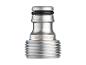Un raccord de tuyau d'arrosage Parkside Performance couleur argent.