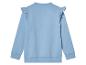 Sweat-shirt bleu clair pour enfant, manches longues, volants aux épaules.