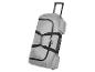 Sac de voyage gris à roulettes, idéal pour les déplacements.