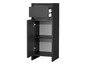 Une armoire noire avec un tiroir et une porte