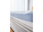 Surmatelas avec maille bleue et bords en maille blanche.