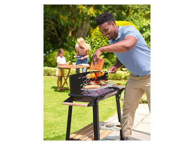 GRILLMEISTER Chariot-grill GGW 84 B1, avec étagère en bois