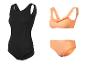Maillot de bain une pièce noir et bikini orange à volants