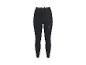 Legging de sport noir pour femme avec taille haute et petit logo gris sur la cuisse gauche.