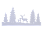 Silhouette décorative de Noël en bois avec cerfs et sapins.