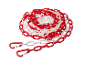 Chaîne en plastique rouge et blanche enroulée avec mousquetons.