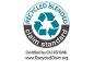 Logo Recycled Blended Claim Standard avec symbole de recyclage et numéro de certification.