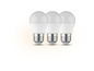 Trois ampoules LED blanches sur un fond blanc.