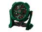 Ventilateur Parkside vert foncé, robuste, avec pales rouges.