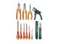 Kit d'outils d'électricien avec pinces, tournevis et pince à dénuder.
