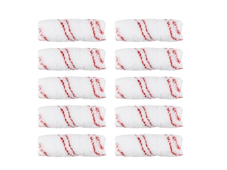 Dix rouleaux de peinture blancs à rayures rouges