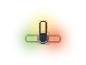 Lampe LED RGB noire avec deux barres lumineuses, sur fond blanc.