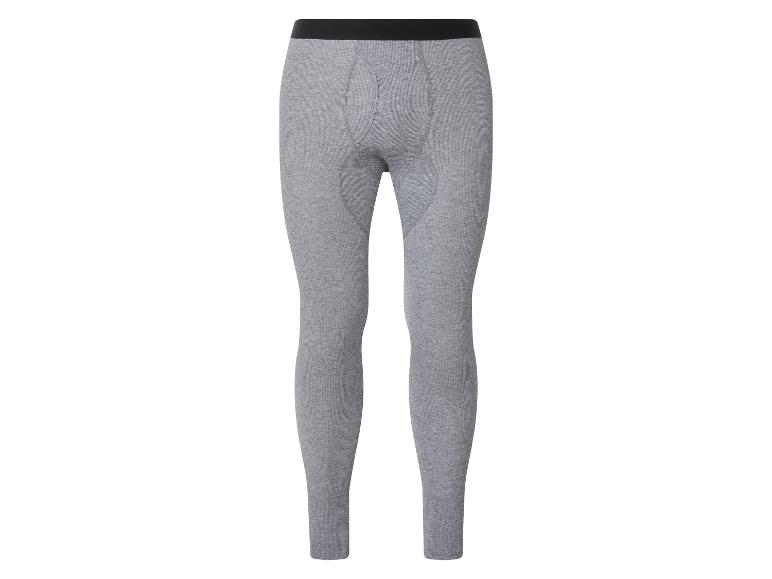 Caleçon long côtelé gris pour homme avec ceinture élastique noire.