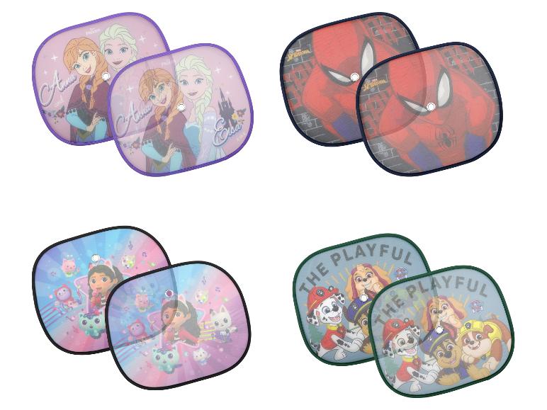 Pare-soleil de voiture avec les personnages de La Reine des Neiges, Spiderman, Gabby's Dollhouse et Pat' Patrouille.