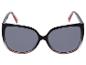 Lunettes de soleil noires avec branches rouges et verres gris.
