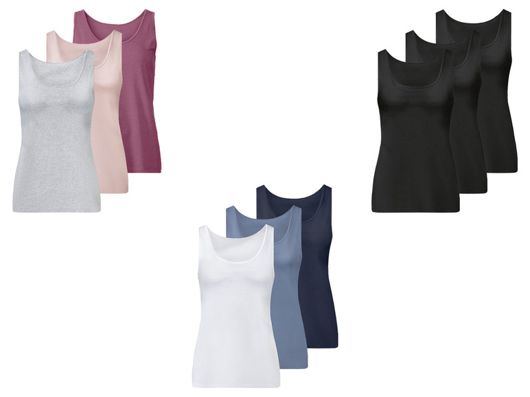 Aller en mode plein écran : esmara® Lot de 3 débardeurs femme - Image 1