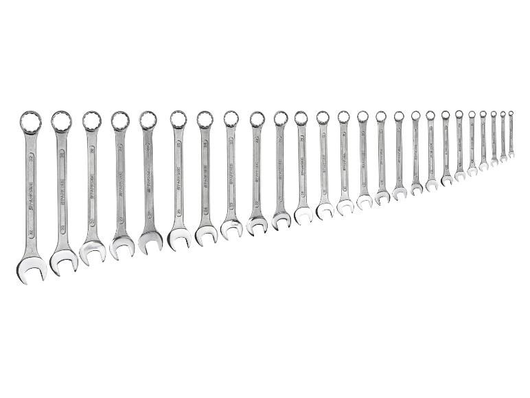 Un ensemble de clés mixtes Parkside, disposées par taille.